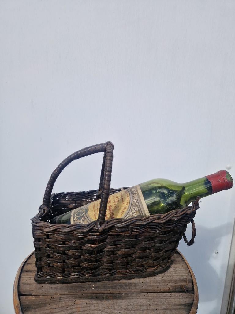 Vintage flesmand! Voor heel uw wijncollectie!, Ophalen of Verzenden, Zo goed als nieuw, Overige vormen, Mand