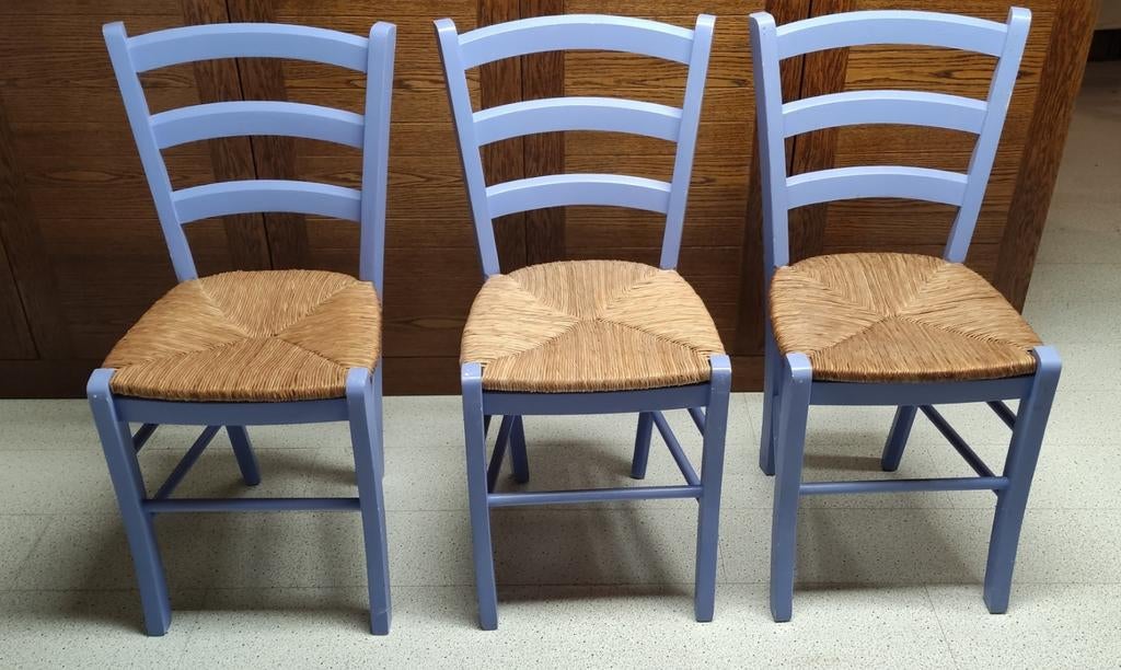 3 lavendel kleurige stoelen, Huis en Inrichting, Ophalen, Gebruikt