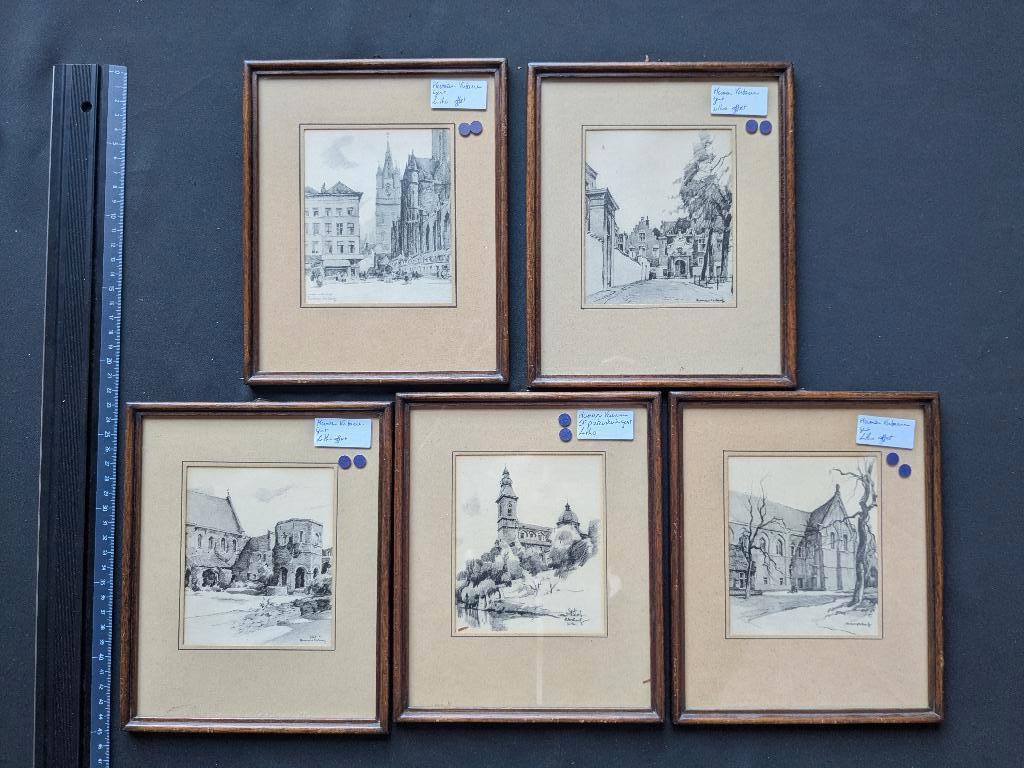 Herman Verbaere - offset - LOT de 5 - Gand - encadré, Enlèvement ou Envoi