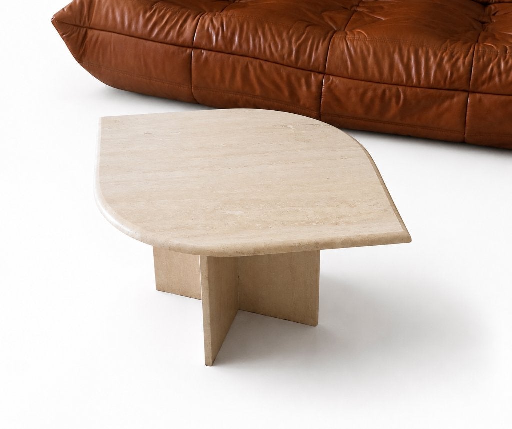 Vintage Salontafel - Travertine Coffee / Side Table Italy, Enlèvement