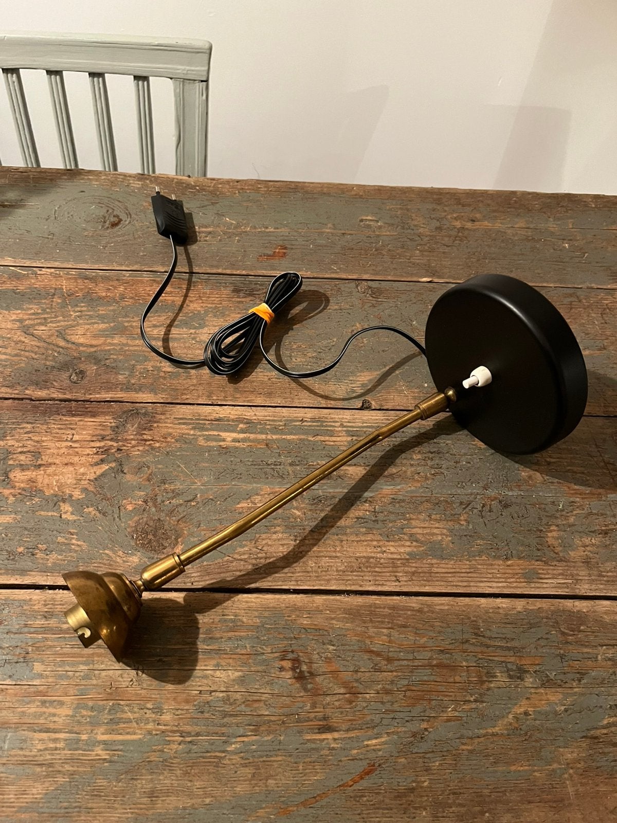 ANTIEKE LAMP WANDLAMP MESSING ZWART, Huis en Inrichting, Zwart, Ophalen of Verzenden, Zo goed als nieuw, Metaal