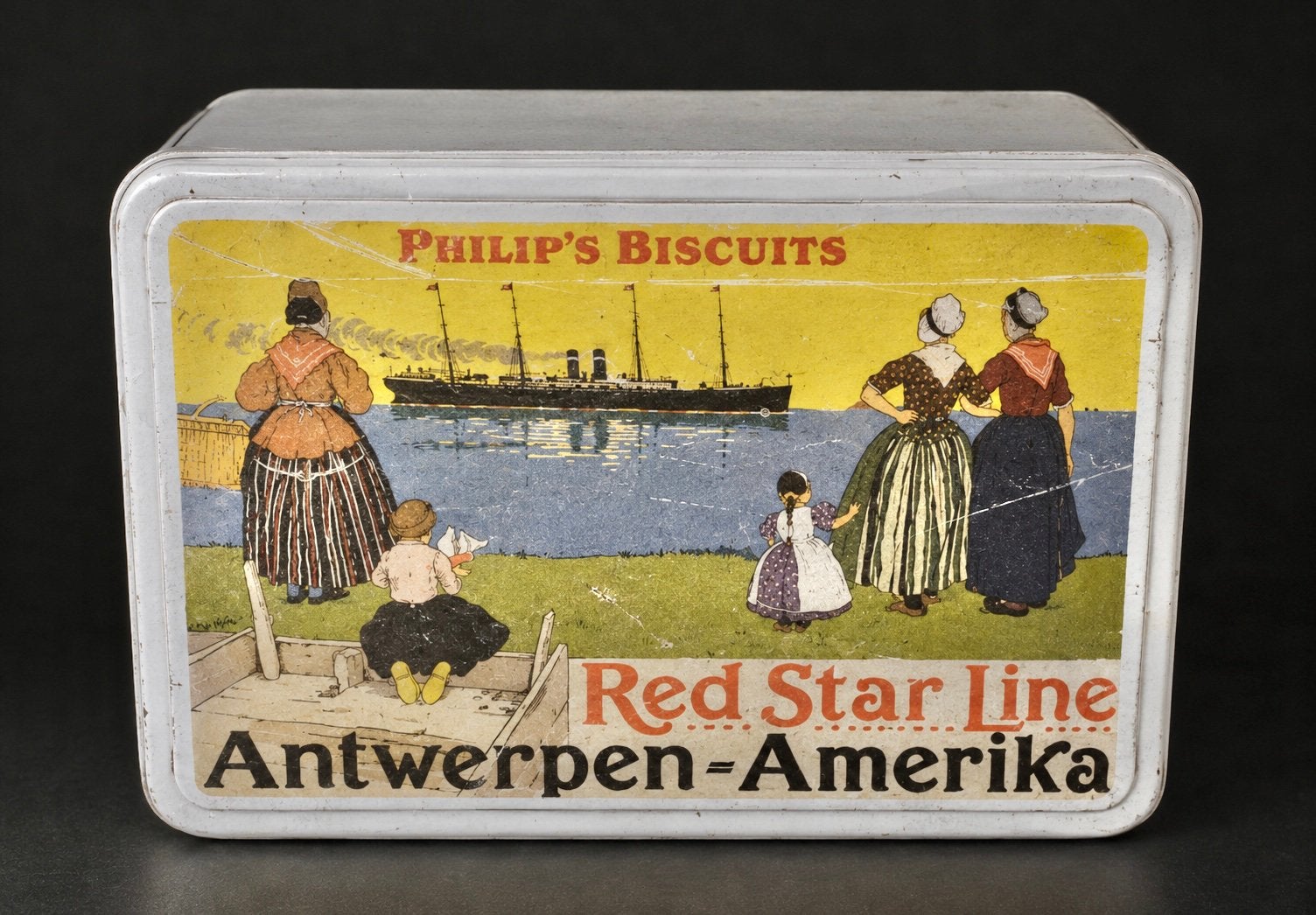 BLIK Red Star Line Antwerpen Philips Bisquits, Collections, Enlèvement ou Envoi, Utilisé