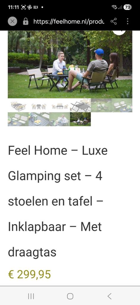 Feel home glamping set. 4stoelen en tafel., Tickets & Billets, Loisirs | Jardins zoologiques