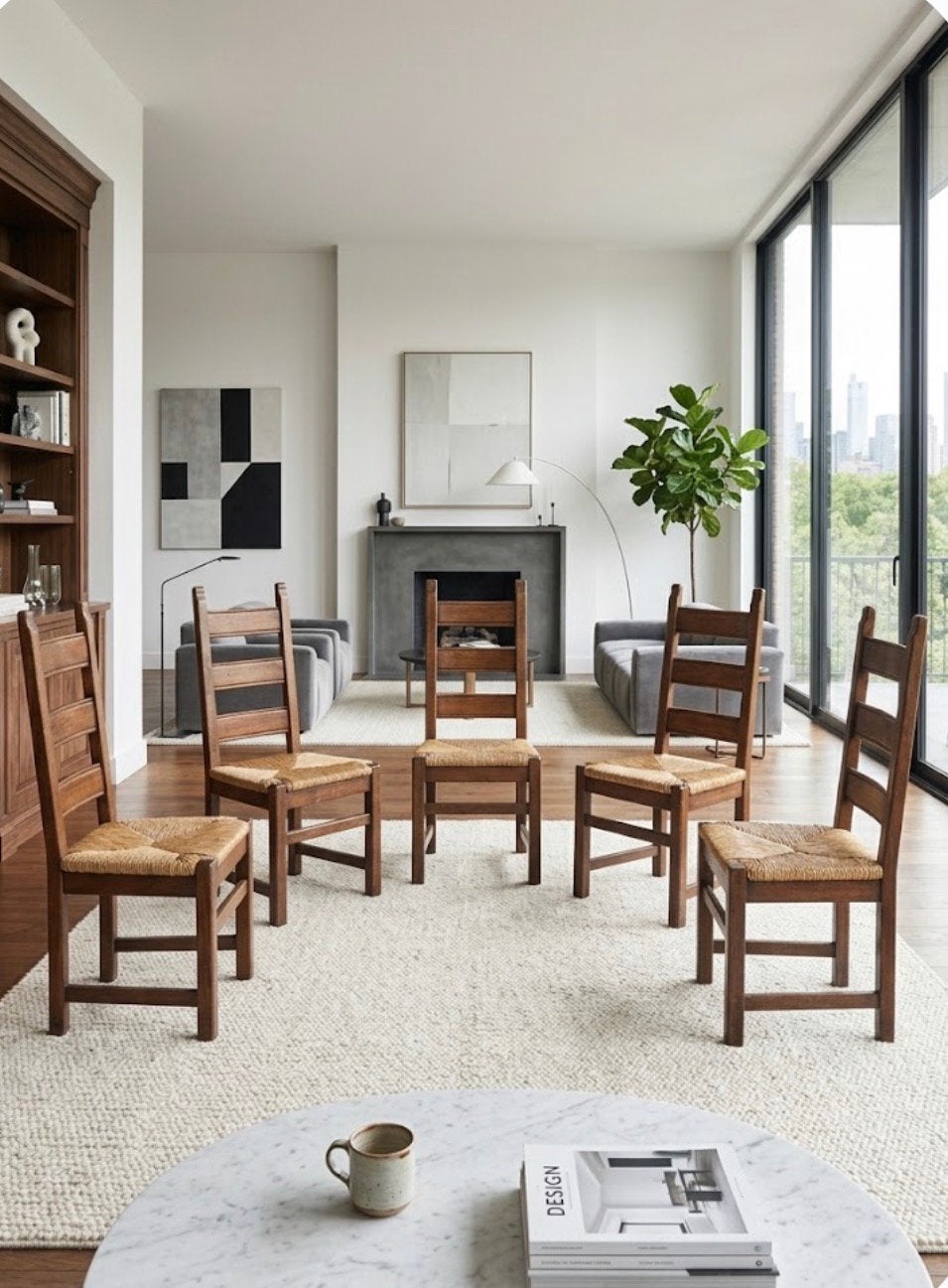 5 eiken stoelen, Enlèvement