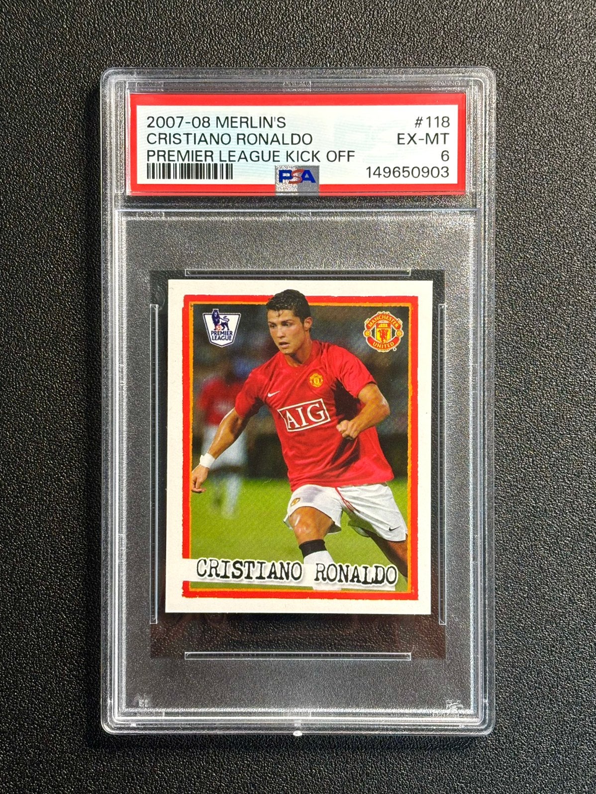 PSA 6 Cristiano Ronaldo 2007-08 Merlin Premier L. Kick Off, Ophalen of Verzenden, Nieuw, Sticker