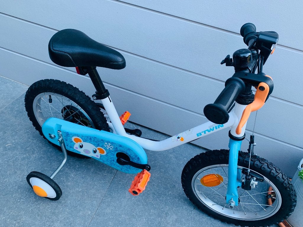 Vélo enfant B'Twin 14 pouces (3-5 ans) 100 Arctic, Frein sur jante, Comme neuf, Enlèvement, Moins de 16 pouces