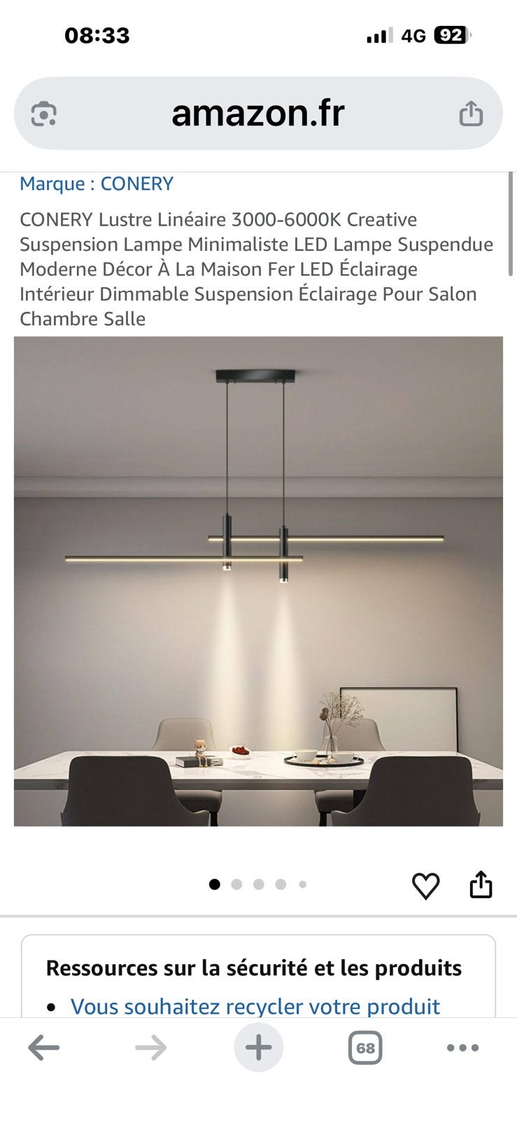 Lustre neuf emballer, Enlèvement, Comme neuf
