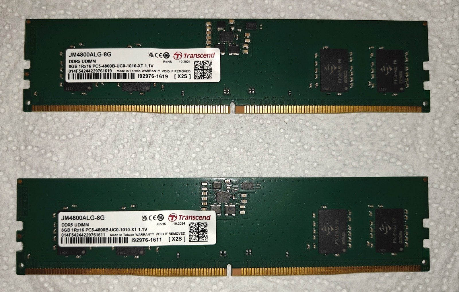 Transcend 16GB (2x8GB) DDR5 4800MHz RAM – UDIMM, Computers en Software, Ophalen of Verzenden, Zo goed als nieuw, Desktop, DDR5