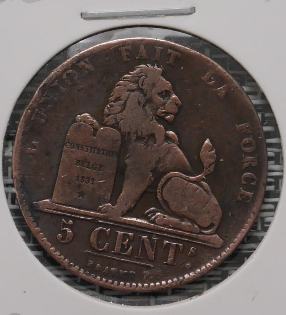 Monnaie Belgique 5 Centimes 1850, Enlèvement ou Envoi, Monnaie en vrac