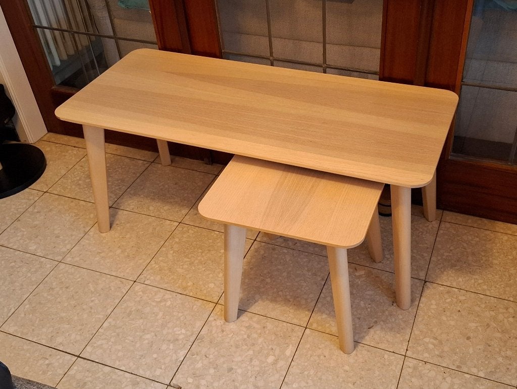 Set van 2 Scandinavische salontafels (Ikea), Huis en Inrichting, Tafels | Salontafels, Zo goed als nieuw, 5 – 50, 50 tot 100 cm