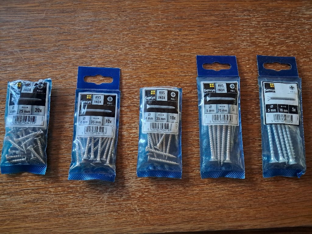 Sencys Universele Schroeven: 4x25mm, 4x35mm, 5x70mm., Ophalen of Verzenden, Nieuw