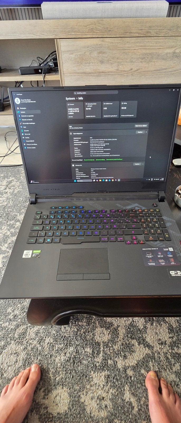 ASUS ROG STRIX SCAR 17 G732LWS NIEUWSTAAT, Enlèvement ou Envoi, 32 GB, SSD