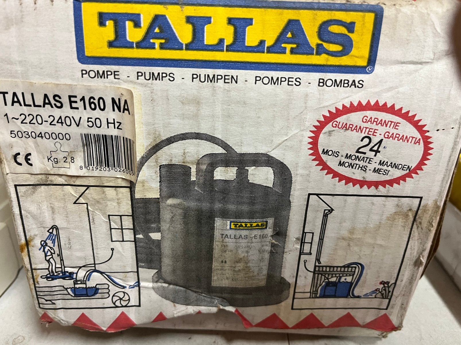 Dab Tallas E160 kelderpomp vlakzuigend tot 3 mm, Ophalen of Verzenden, Zo goed als nieuw, Dompelpomp