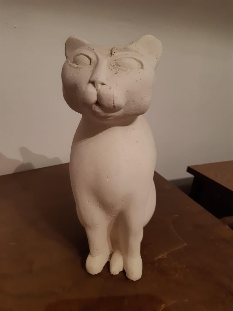 Statuette chat : ciment, Verzamelen, Beelden en Beeldjes, Ophalen of Verzenden