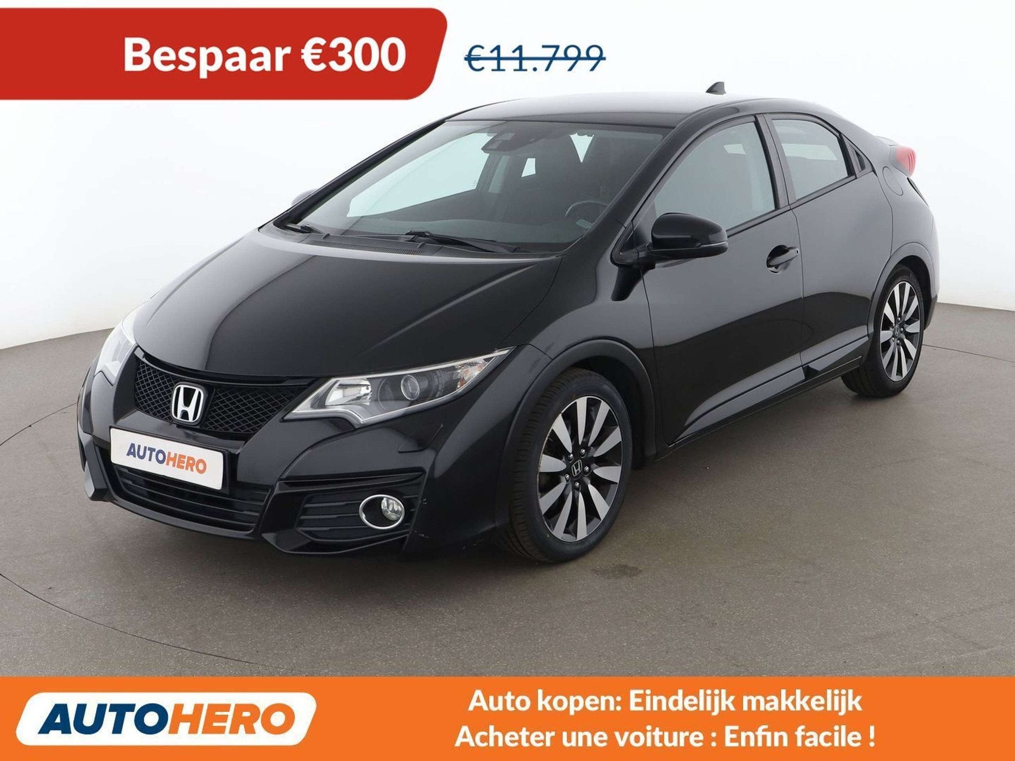 Honda Civic 1.8 i-VTEC Elegance (bj 2015), Auto's, Voorwielaandrijving, Stof, Gebruikt, Zwart