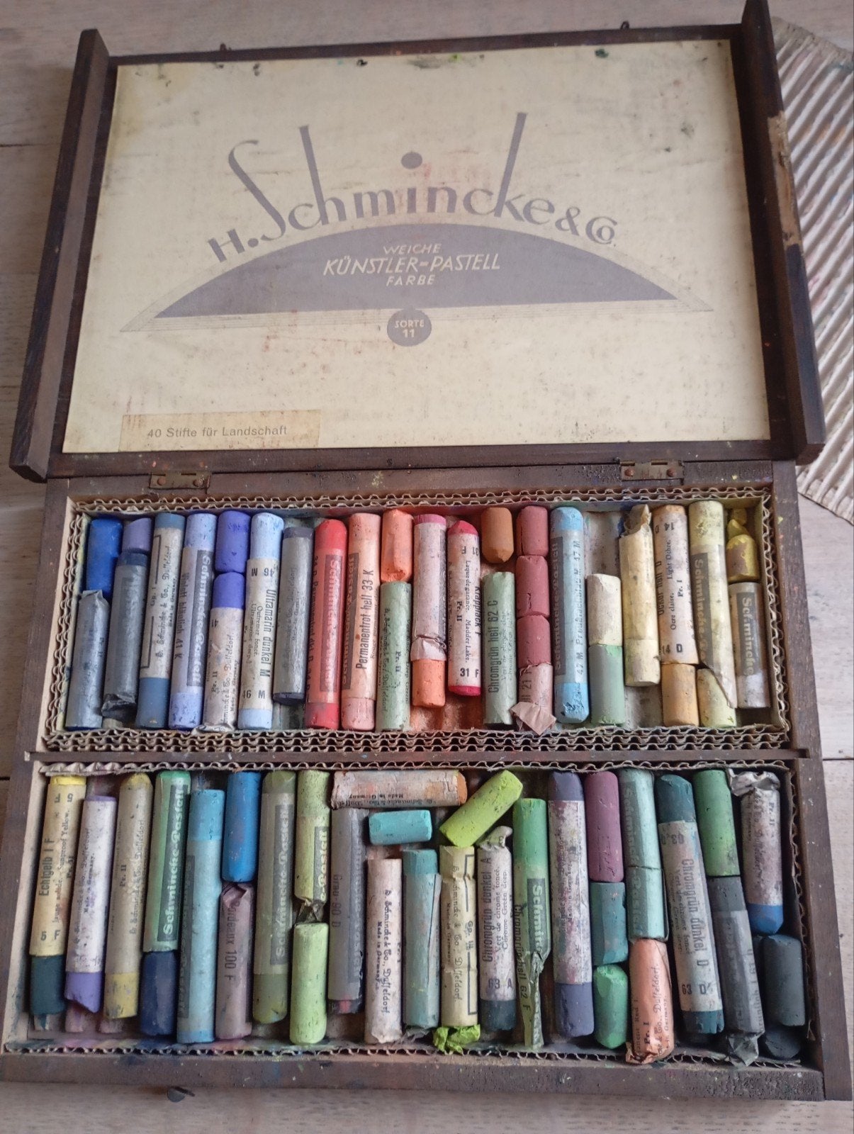 Oud Houten Kistje met Schilderskrijt, Antiek en Kunst, Ophalen of Verzenden