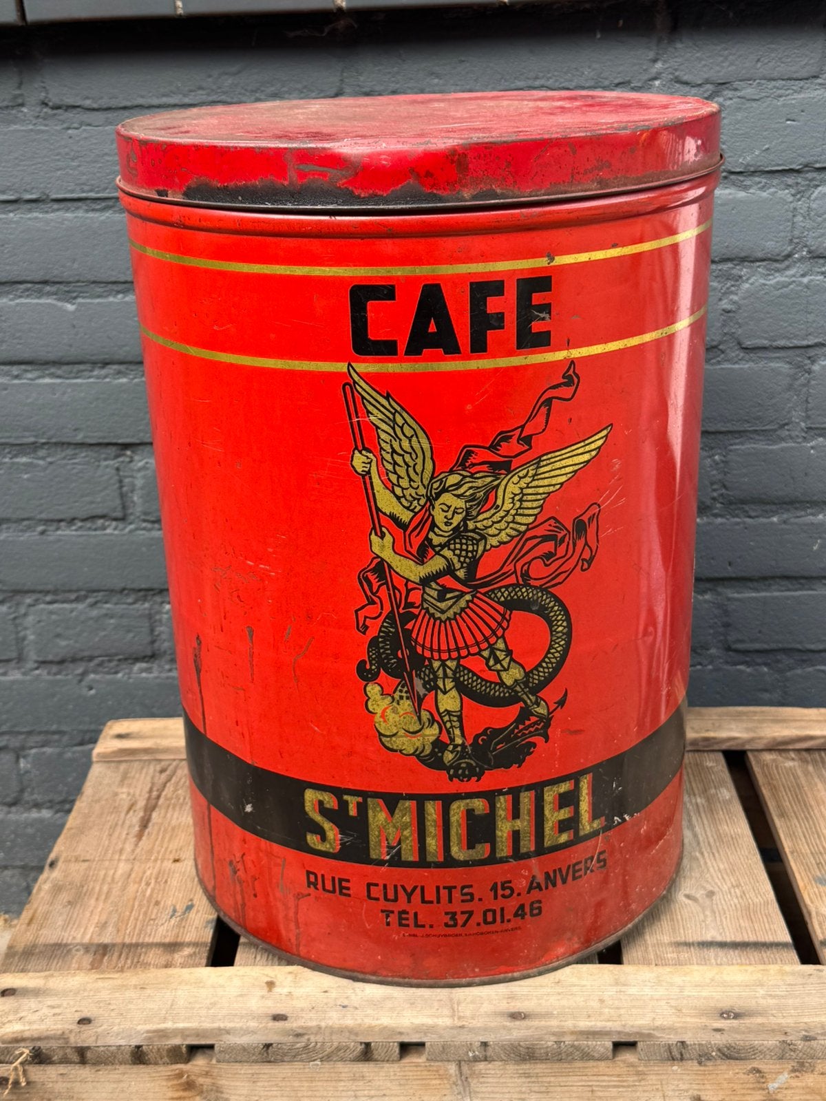Vintage St. MICHEL groot koffie blik, Verzamelen, Ophalen of Verzenden, Gebruikt, Koffie, Overige merken
