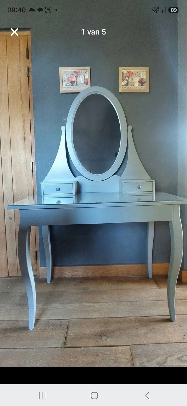 Toilettafel/ make up tafel/kaptafel/buro, Ophalen, Glas