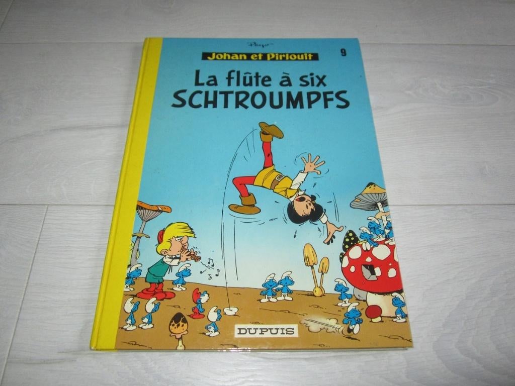 Johan & Pirlouit - La flûte à six schtroumpf - dos rond 1974, Gelezen, Peyo, Eén stripboek, Ophalen of Verzenden