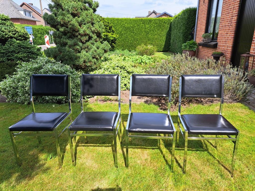 4 vintage stoelen lederen bekleding, Enlèvement