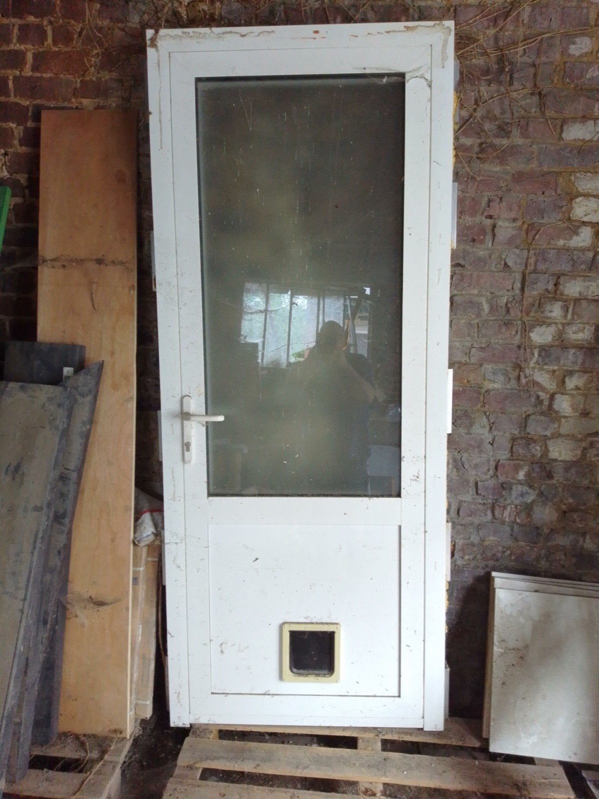 Aluminium witte deur, Enlèvement, Utilisé, Porte extérieure