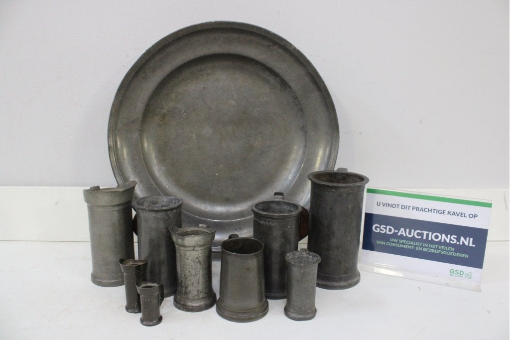 Oud zinken serveerservies, Ophalen of Verzenden