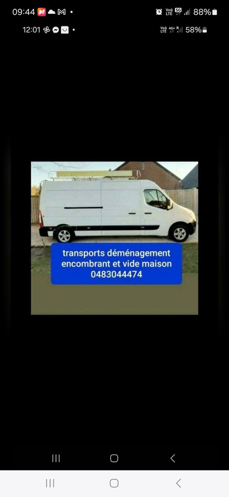 transport déménagement et amcombrant vide maison 0483044474