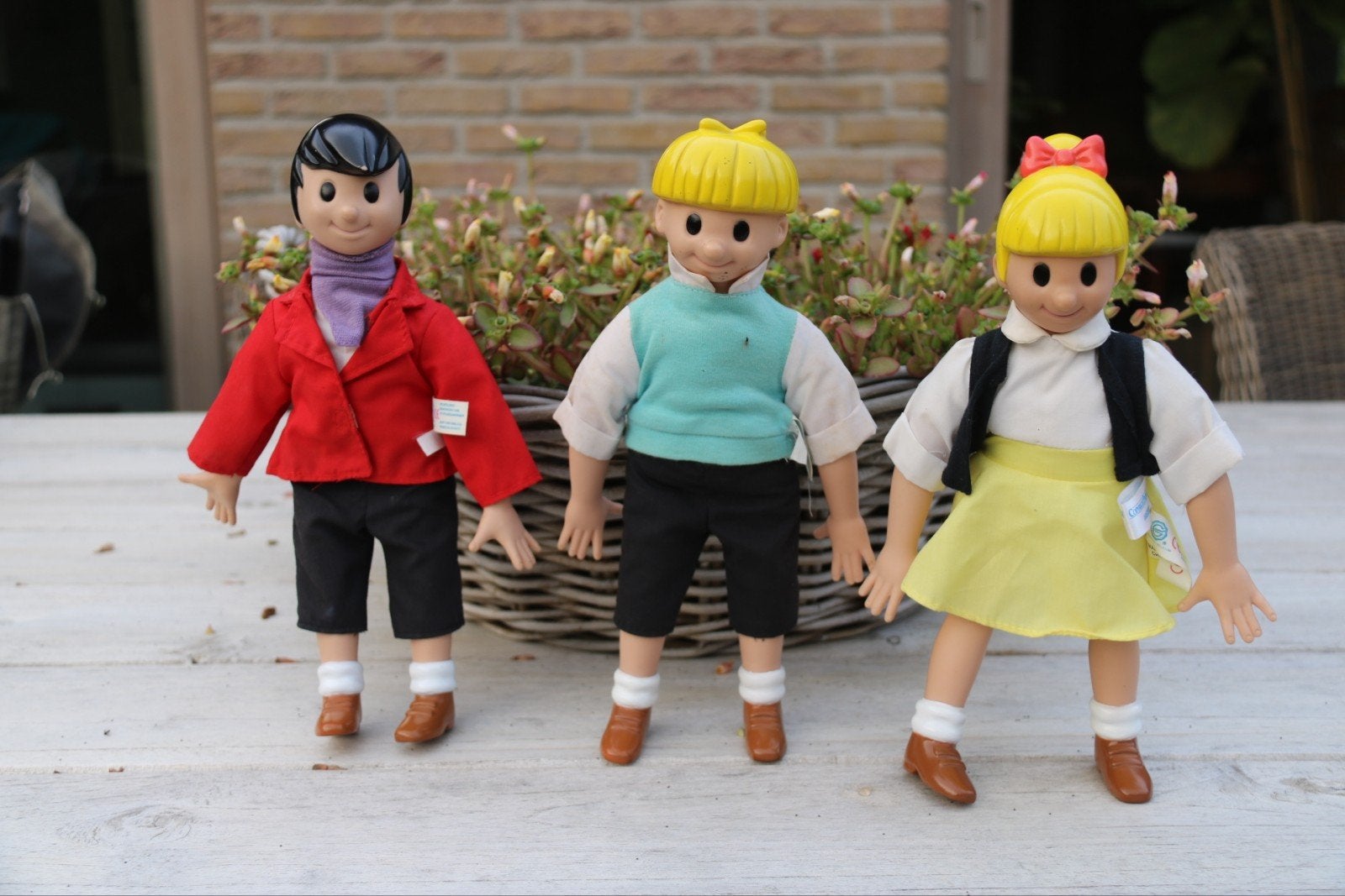 Vintage Jommeke poppen – (1995) – Jommeke, Filiberke, Mieke, Ophalen, Overige figuren, Gebruikt, Beeldje of Figuurtje