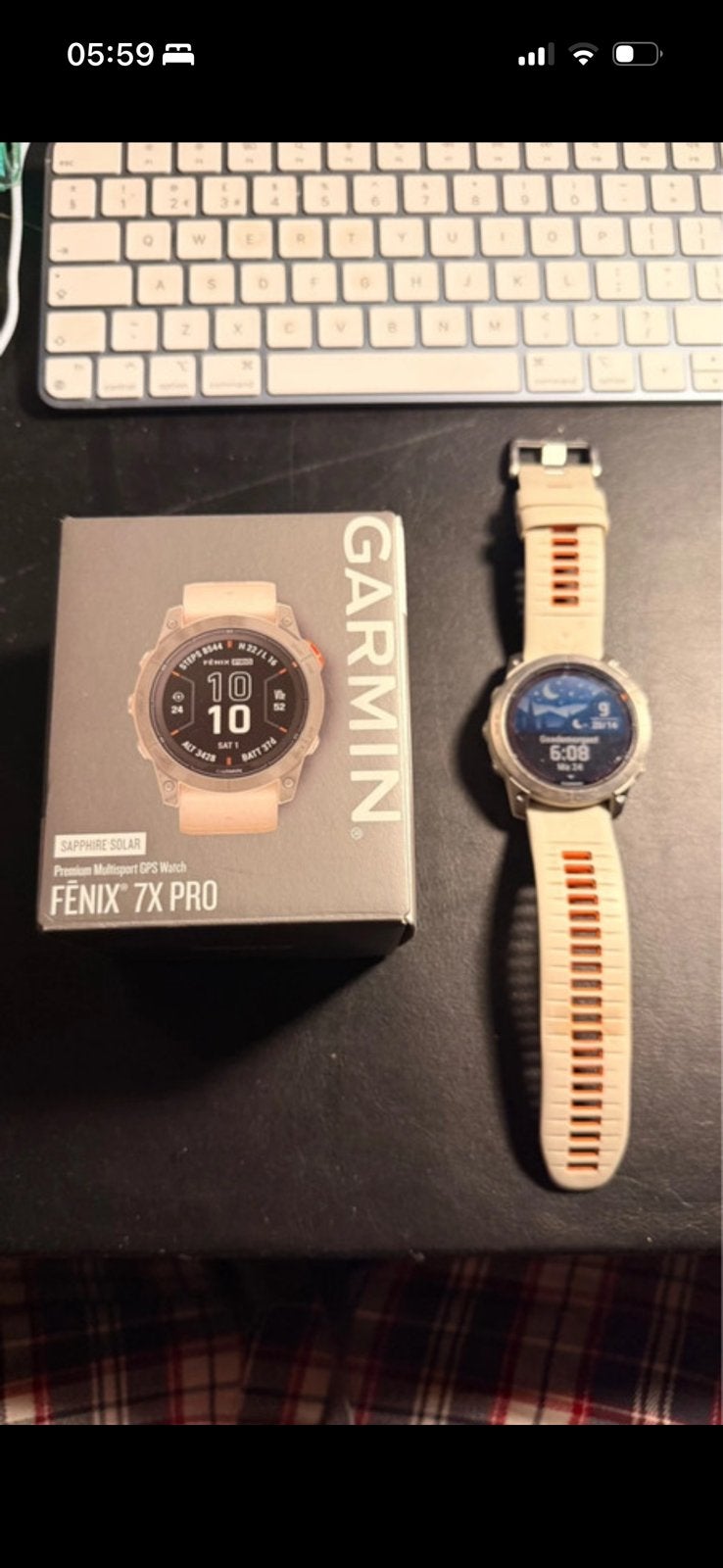Garmin fenix 7x pro, Handtassen en Accessoires, Sporthorloges, Ophalen, Zo goed als nieuw, Wit