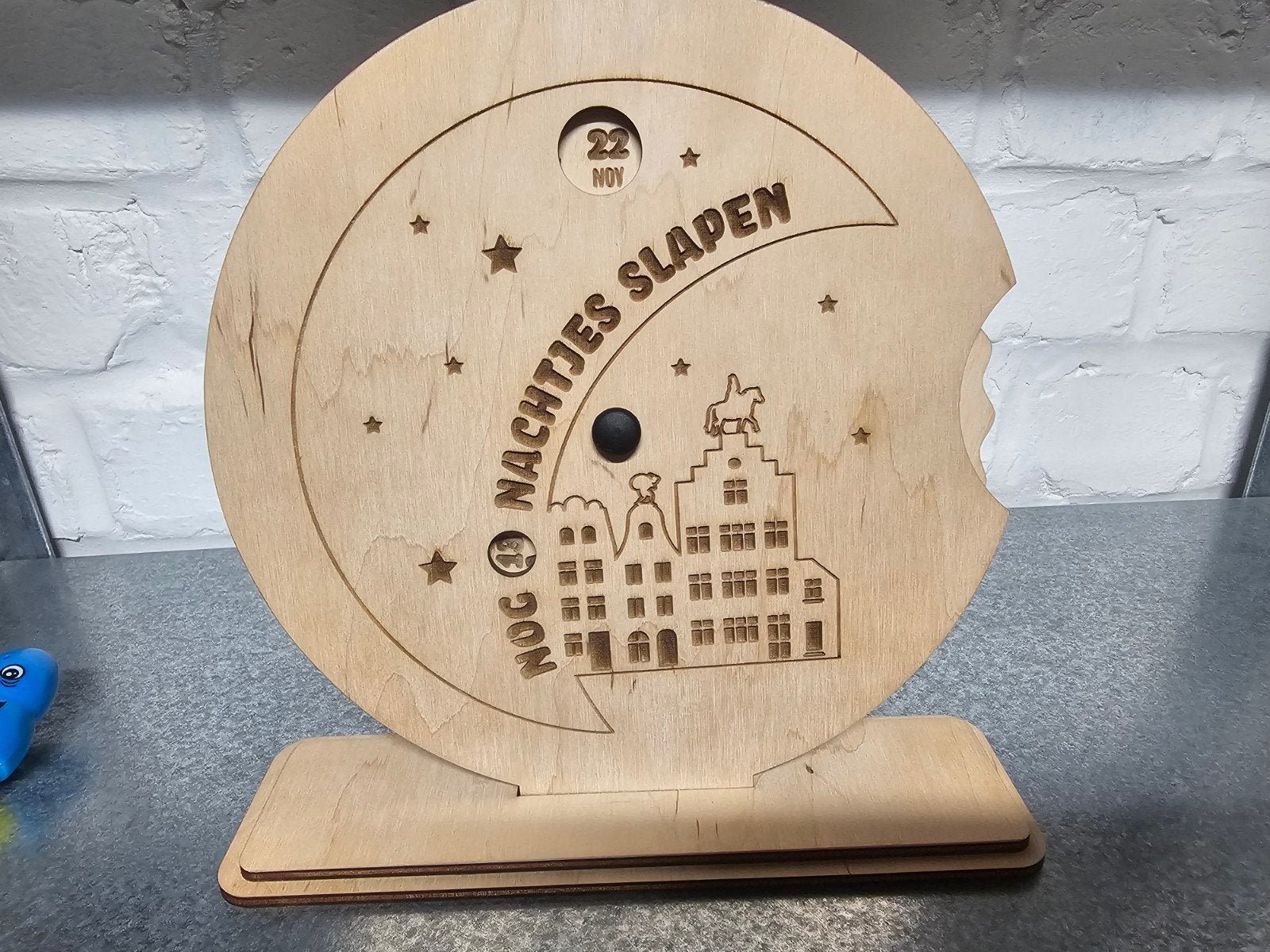 Houten sinterklaas aftelkalender en jute zakje + trekkoordje, Verzenden, Nieuw