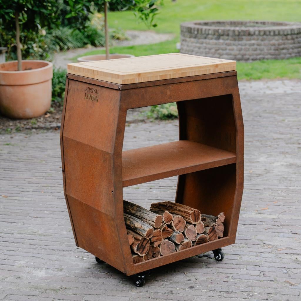 bbq bijzettafel tabla Cortar van Cortenstaal met snijplank, Enlèvement ou Envoi, Neuf, RJRoyal Living