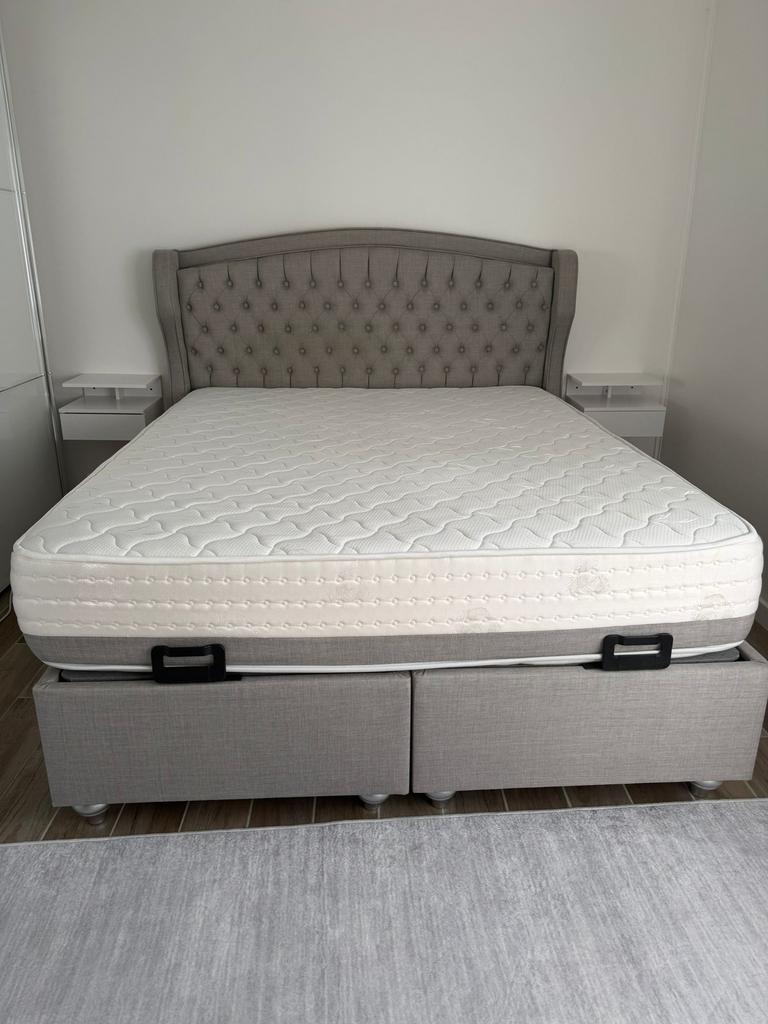 Boxspring met opbergruimte 160x200, Ophalen of Verzenden, Zo goed als nieuw