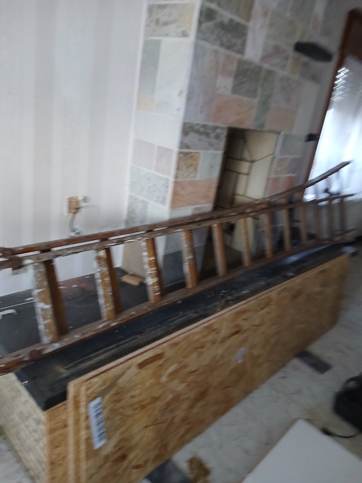 uitschuifbare houten ladder, Doe-het-zelf en Bouw, Ophalen, Ladder