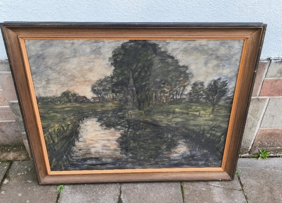 Aquarelle paysage signe Théo idserda, Antiek en Kunst, Ophalen, Aquarel, Landschap