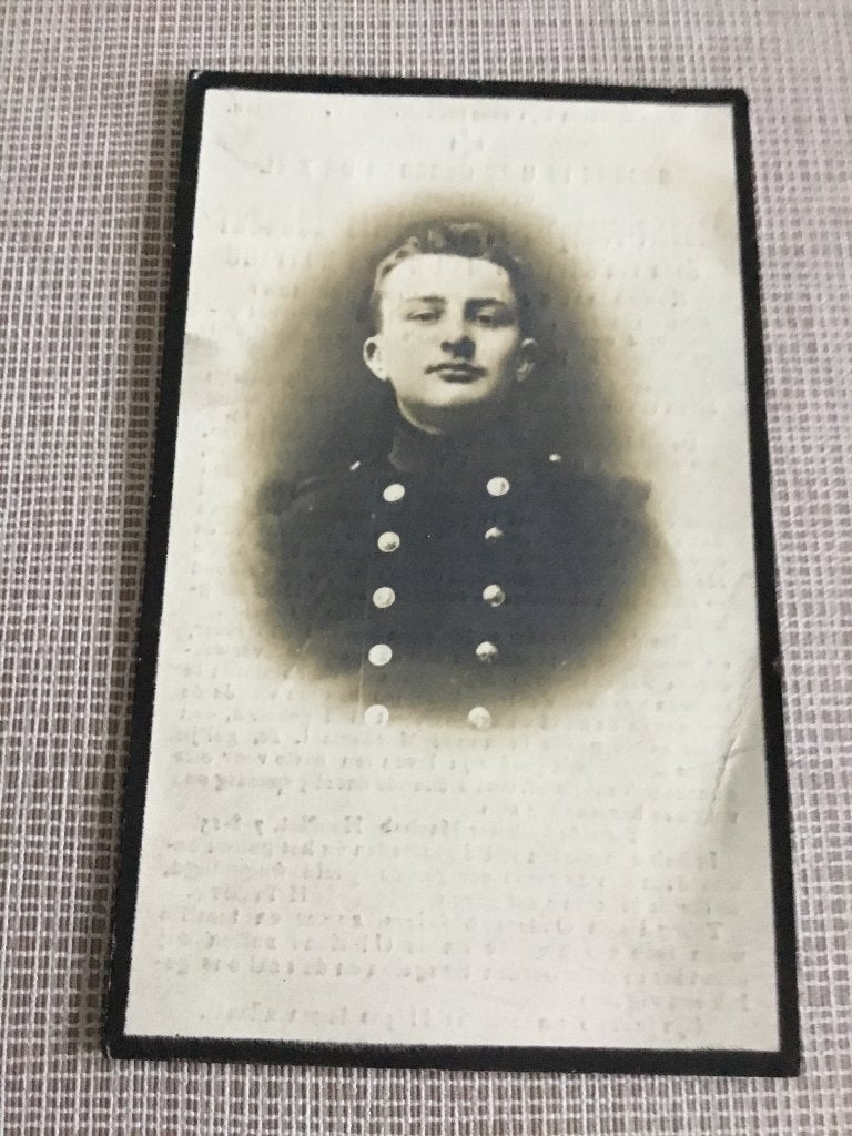 Soldaat R.Bogaert Gent gesneuveld Fort van Walem 1914, Verzamelen, Bidprentjes en Rouwkaarten, Verzenden, Bidprentje