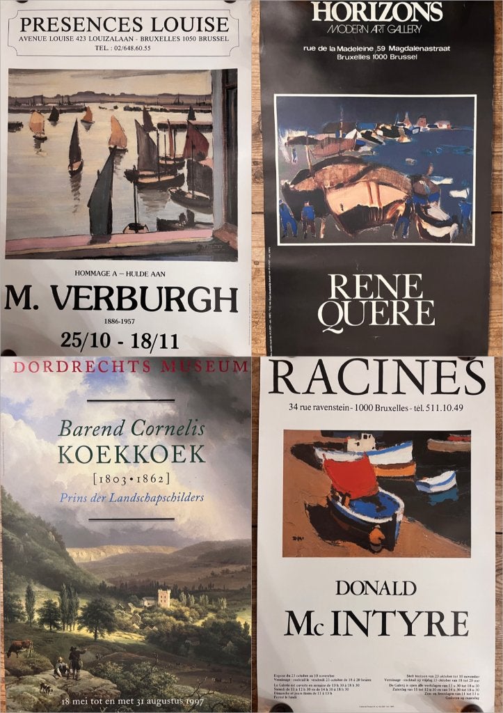 27 affiches bateaux, paysages: McIntyre, Koekkoek, Quéré, Antiquités & Art, Art | Lithographies & Sérigraphies, Original, Enlèvement
