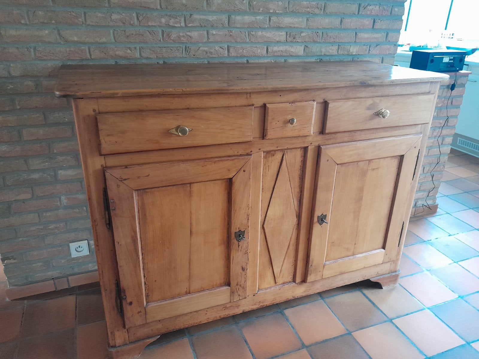 Laag dressoir van kersenhout uit de oudheid, Ophalen, Gebruikt, 100 tot 150 cm, Louis Philippe