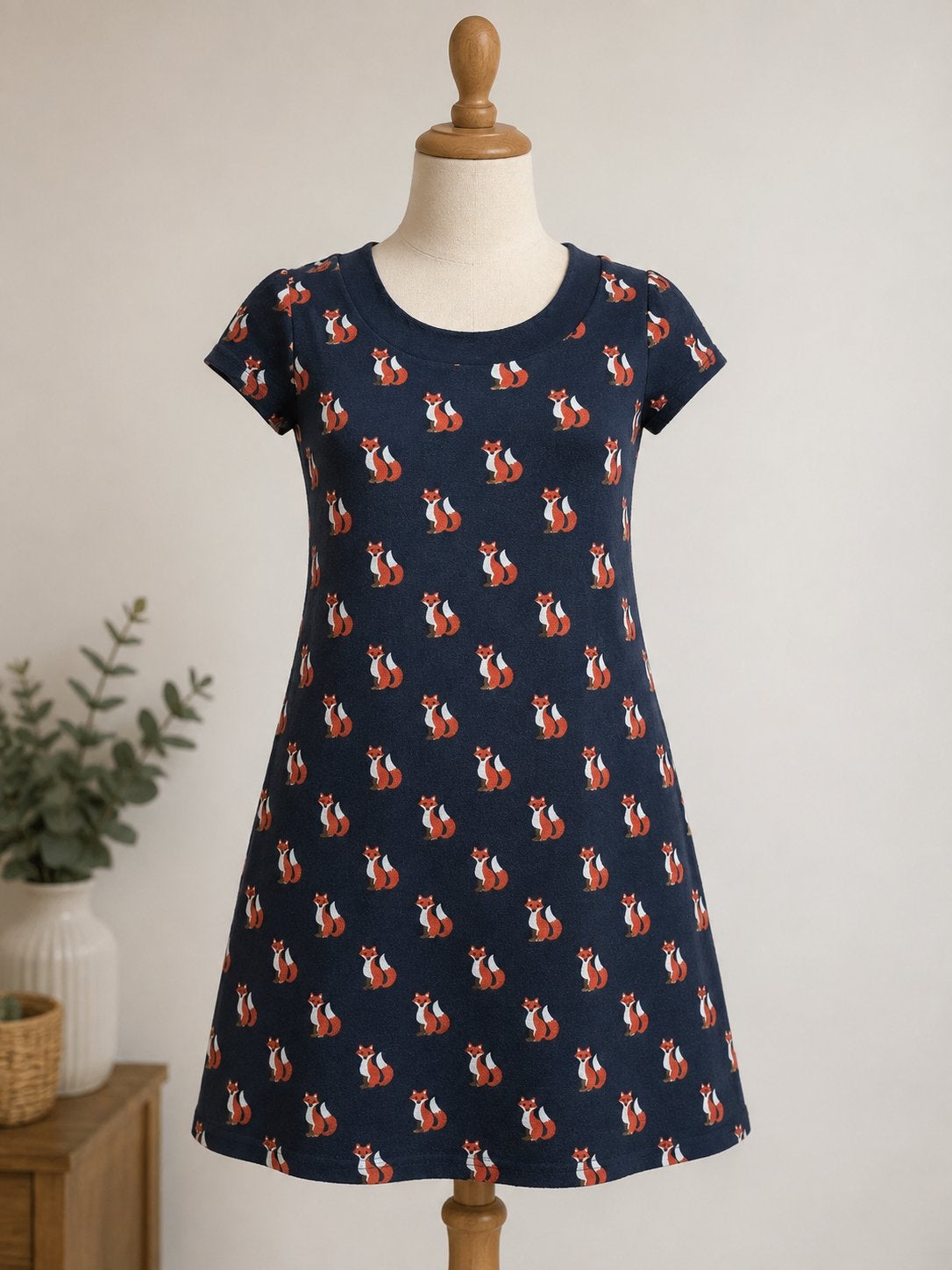 Leuke jurk met vosjesprint maat S, Blauw, Ophalen of Verzenden, Knielengte, Maat 36 (S)
