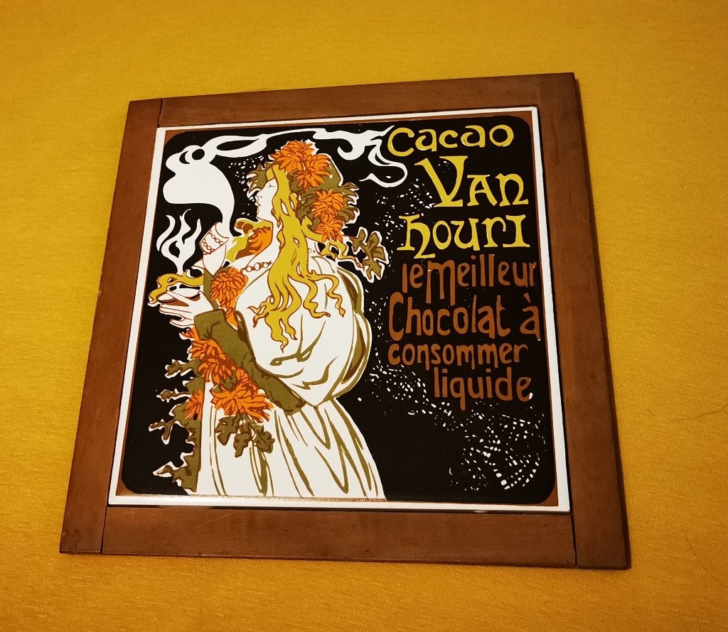 Vintage keramische wandtegel Cacao Van Houten, Ophalen