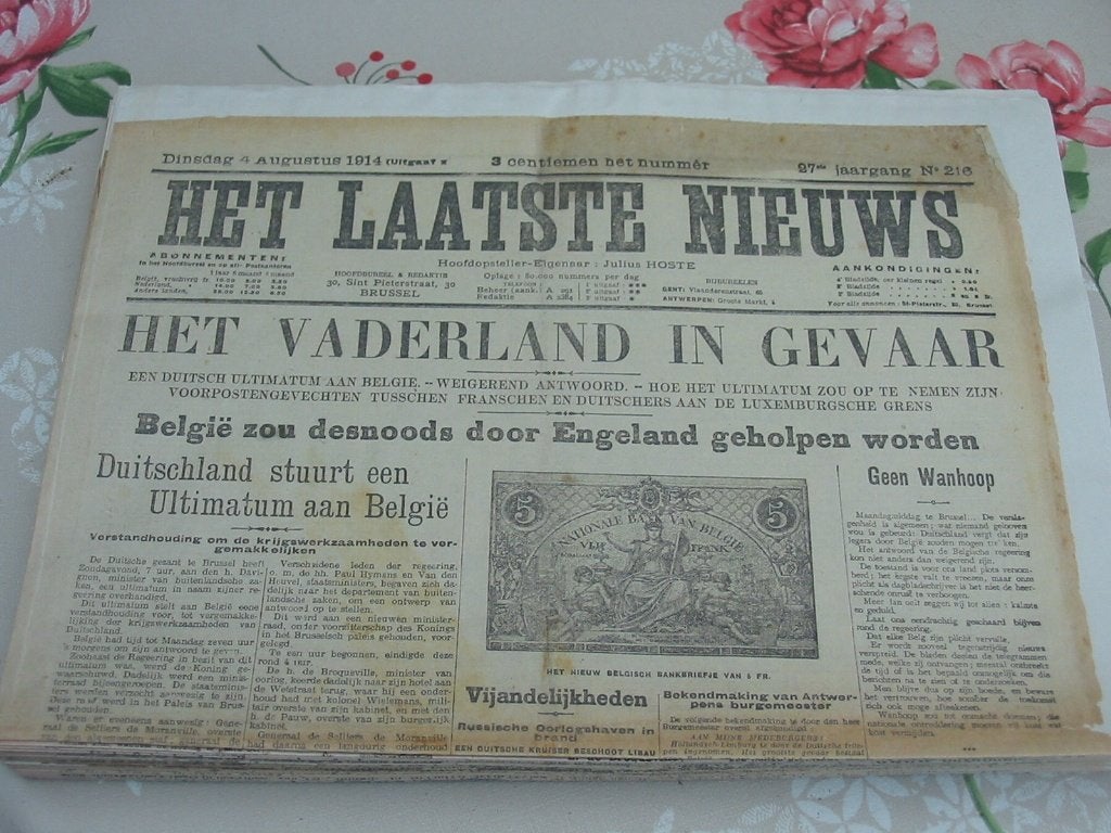 Oorlogskranten Augustus-September 1914, Nieuw, Ophalen of Verzenden, Voor 1940, Prent