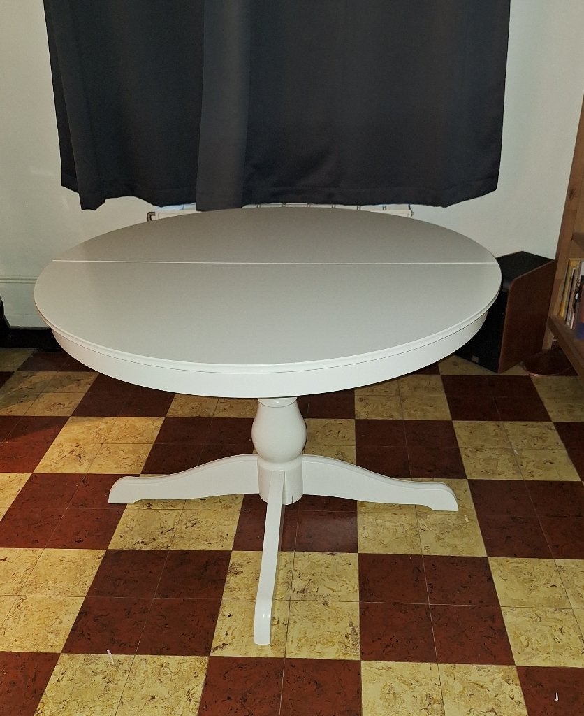 Uitschuifbare witte tafel-Ingatorp, Huis en Inrichting, Tafels | Eettafels, Ophalen