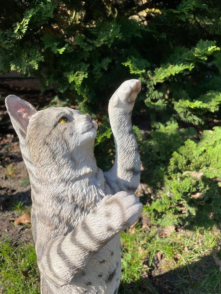 Chat, chat, gris, jardin, pelouse, chaton, ferme 50cm, Enlèvement ou Envoi, Neuf, Synthétique, Animal