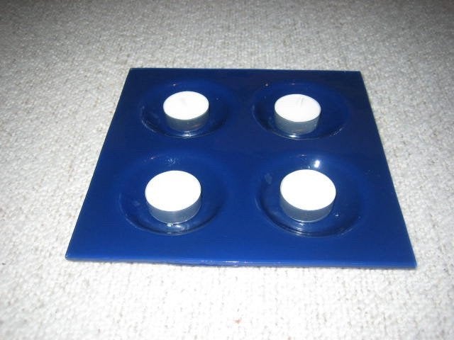 Photophore en verre bleu, Maison & Meubles, Enlèvement, Utilisé