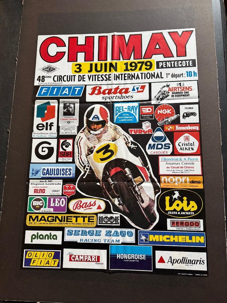 poster 1979 Chimay Circuit de Vitesse moto Agostini, Ophalen of Verzenden, Motoren