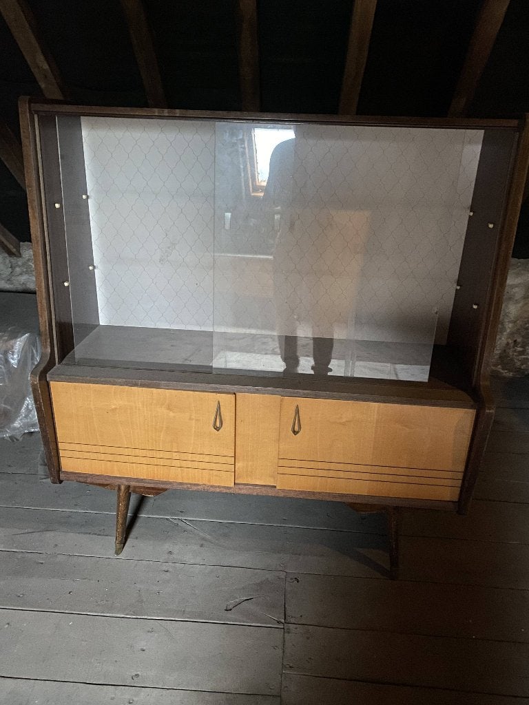 Meuble vitrine / Buffet haut vintage années 60 assorti, Antiquités & Art, Enlèvement
