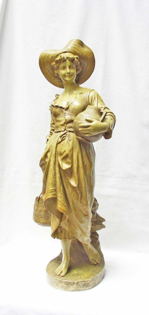 Art Nouveau beeld - Goldscheider - E.Tell - H 67 cm., Antiek en Kunst, Kunst | Beelden en Houtsnijwerken, Steen of Keramiek, Beeld