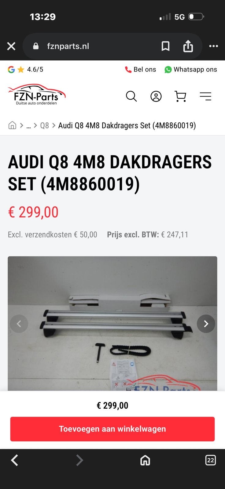 Audi q8 dakdragers nieuw ongebruikt in verpakking, Auto diversen, Ophalen, Zo goed als nieuw