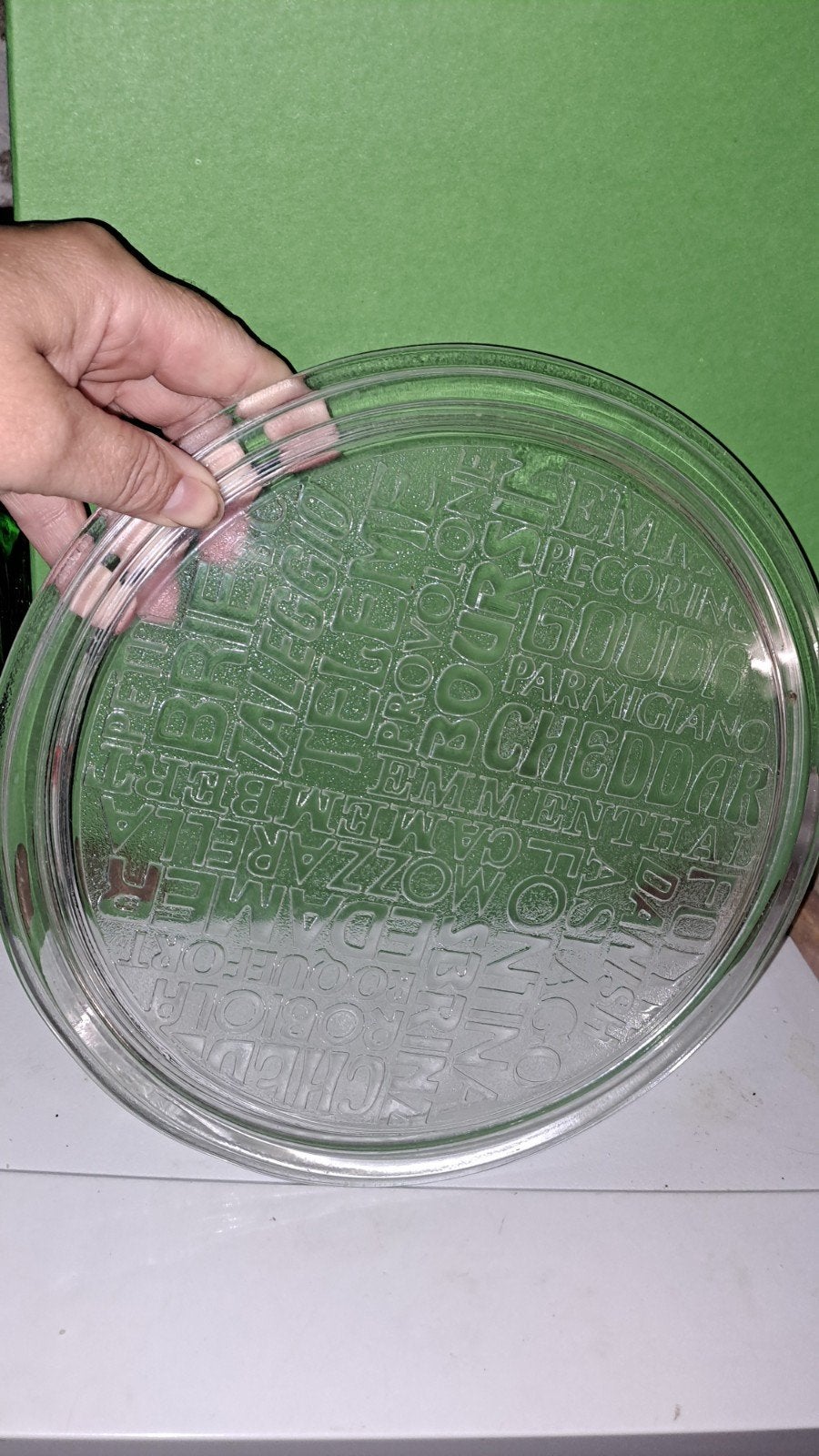 bol à fromage en verre avec logos de marques de fromage, Maison & Meubles, Enlèvement ou Envoi, Comme neuf, Verre, Balance ou Balances