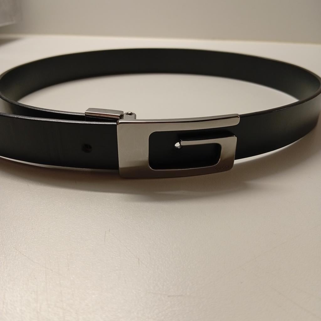 Originele zwart lederen riem met G hesp van Gucci | 87 cm, Minder dan 3 cm, 80 tot 90 cm, Tailleriem, Ophalen of Verzenden
