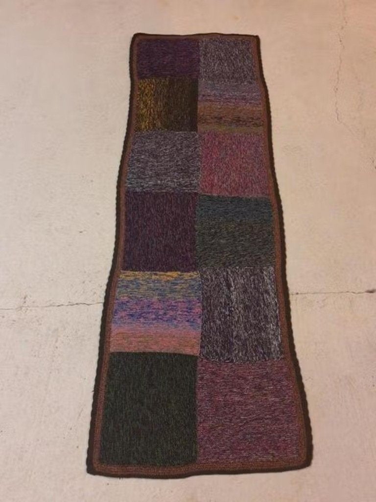 GR131 Granny woondeken donkere kleuren gebreid 228/76, Maison & Meubles, Enlèvement ou Envoi, Utilisé, Couverture décorative, Tricoté